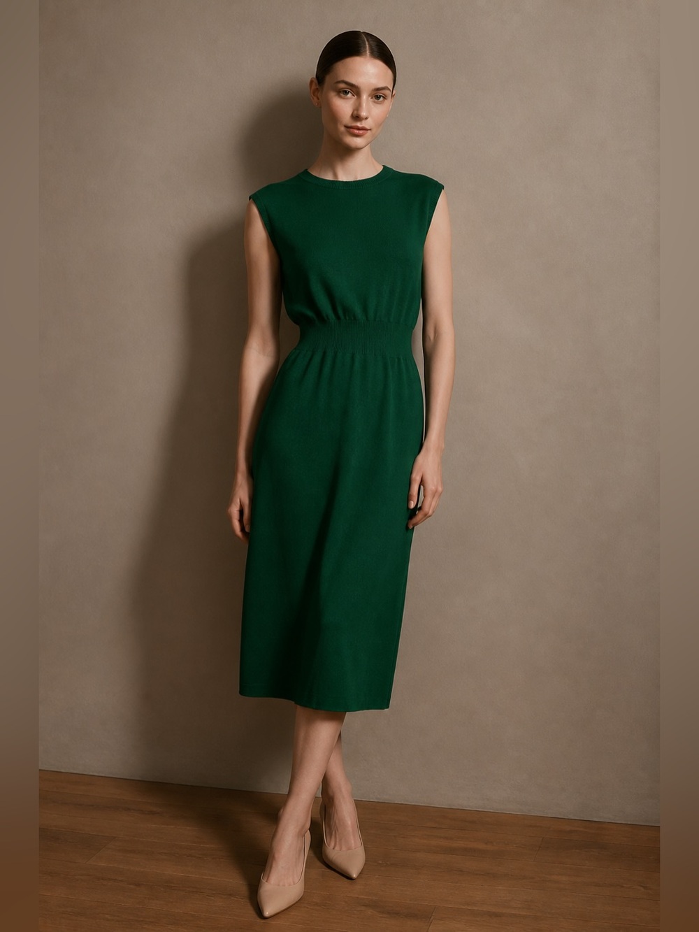 Eva Mendes for New York & Company Emerald Midi Dress with back twist.